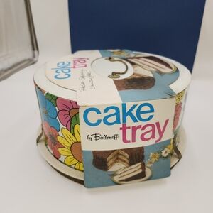 NEW VINTAGE 1960'S BALLONOFF COVERED CAKE CARRIER METAL BRIGHT MOD FLORAL